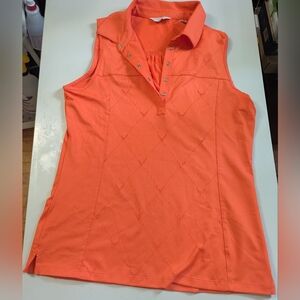 Callaway Orange Sleeveless Polo Golf Top